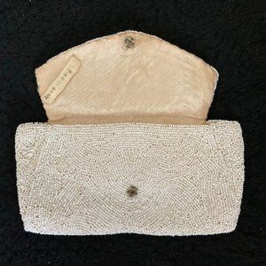 White Beaded Bridal Purse - 1940s